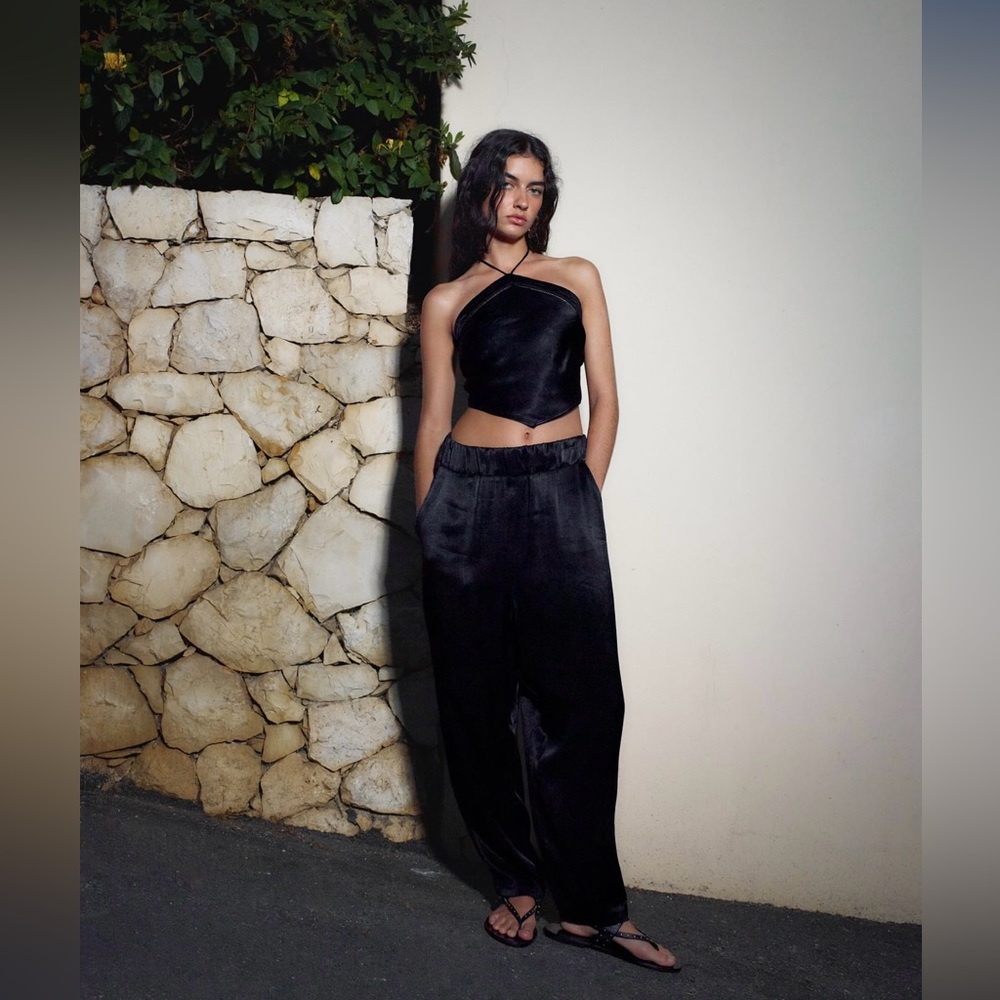NEW ZARA SATIN EFFECT PANTS